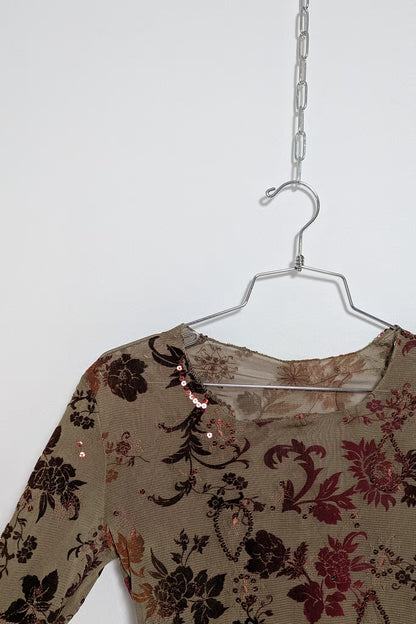 The Velvet-Embroidered Mesh Top