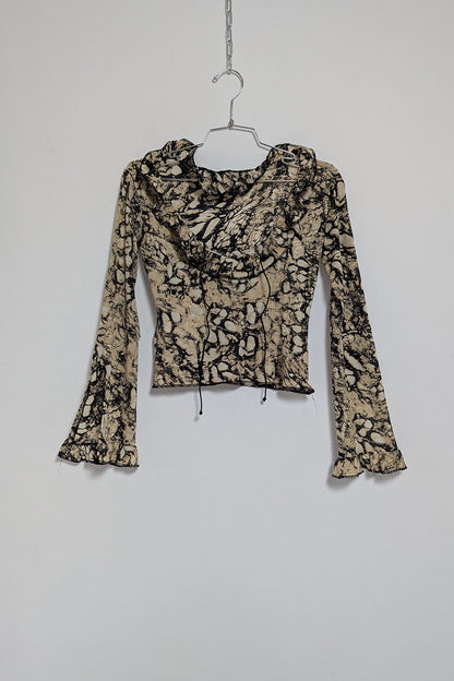 The Abstract-Print Ruffled Crop Top