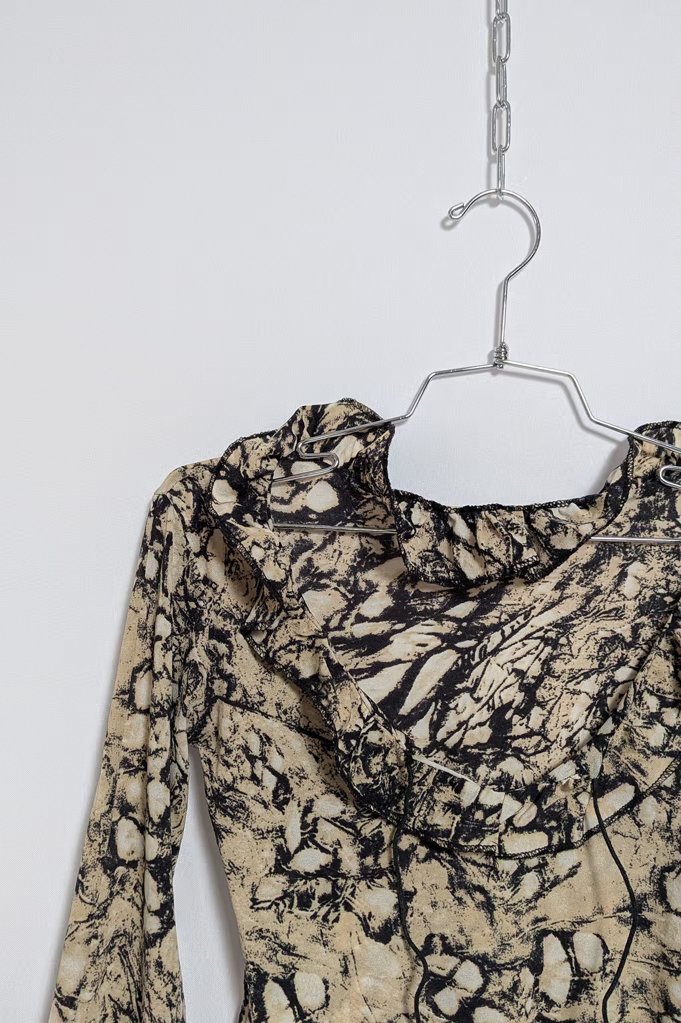 The Abstract-Print Ruffled Crop Top