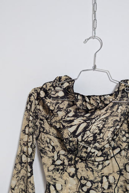 The Abstract-Print Ruffled Crop Top