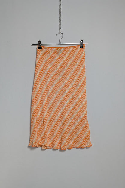 The Orange-White Striped Midi Skirt