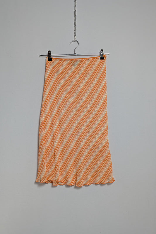 The Orange-White Striped Midi Skirt