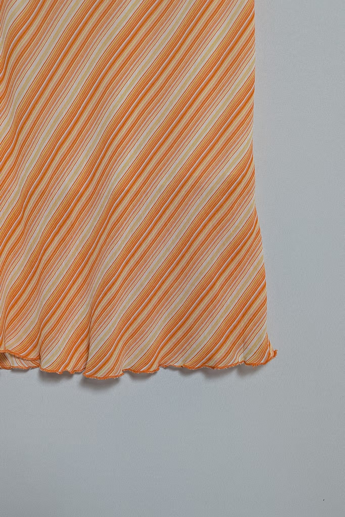 The Orange-White Striped Midi Skirt