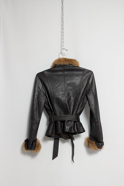 The Dark Brown Leather & Fur Coat