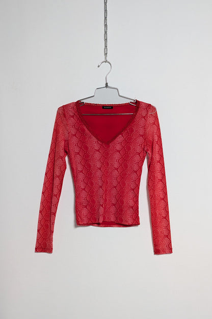 The Red Snake Mesh Top