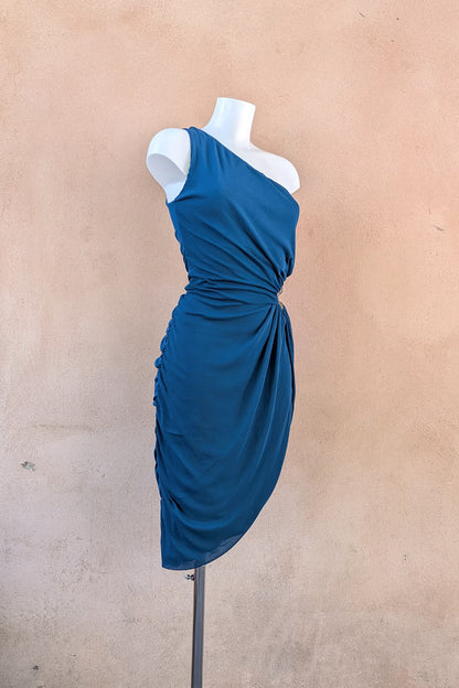 The Deep Turquoise Sequin Mesh Mini Dress