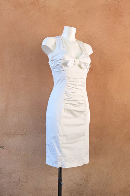 The White Ruched Cotton Dress