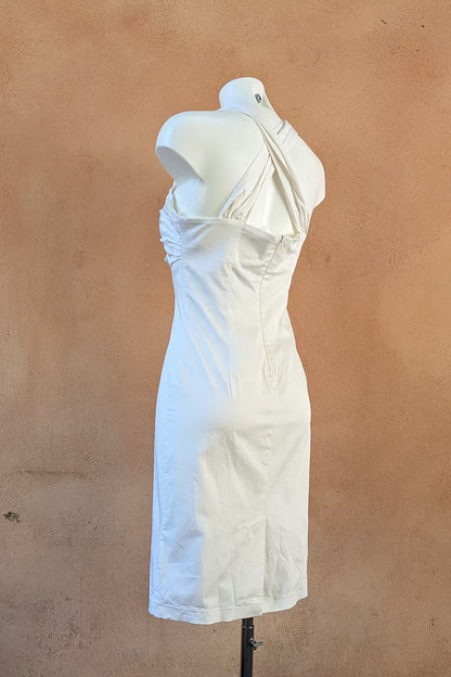 The White Ruched Cotton Dress