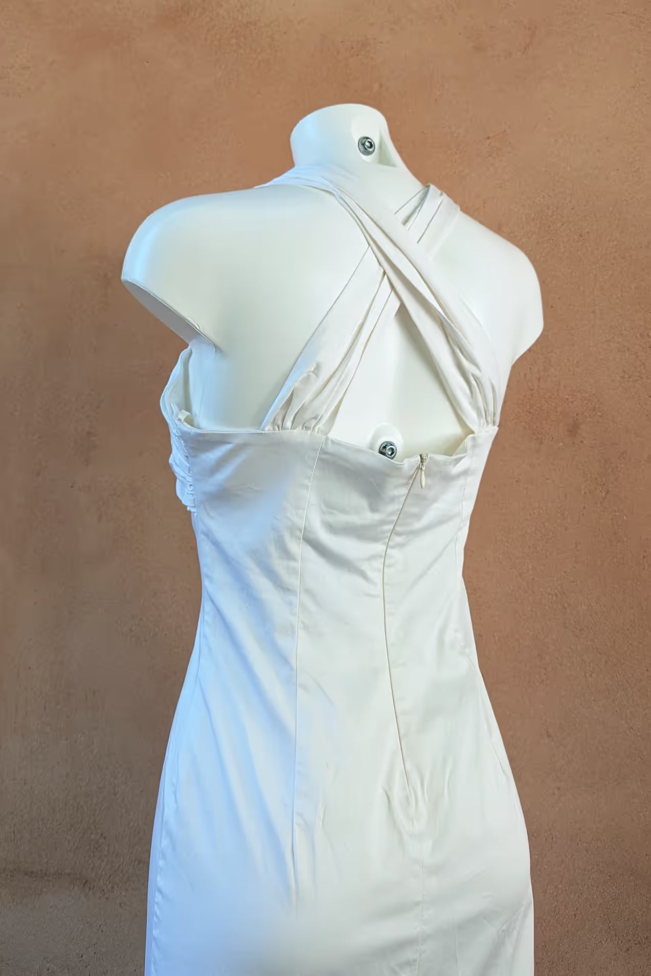 The White Ruched Cotton Dress