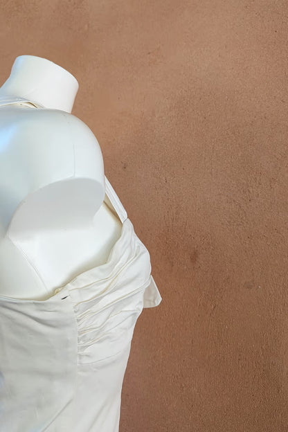 The White Ruched Cotton Dress