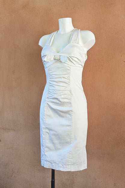 The White Ruched Cotton Dress