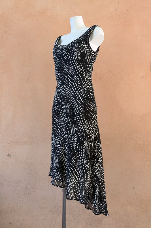 The Black Polka Dot Asymmetrical Slip Dress