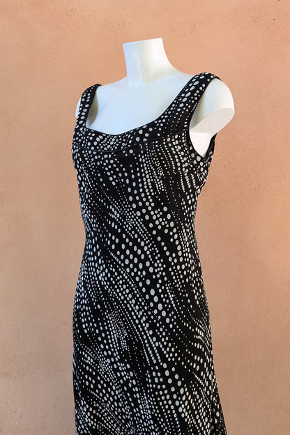 The Black Polka Dot Asymmetrical Slip Dress