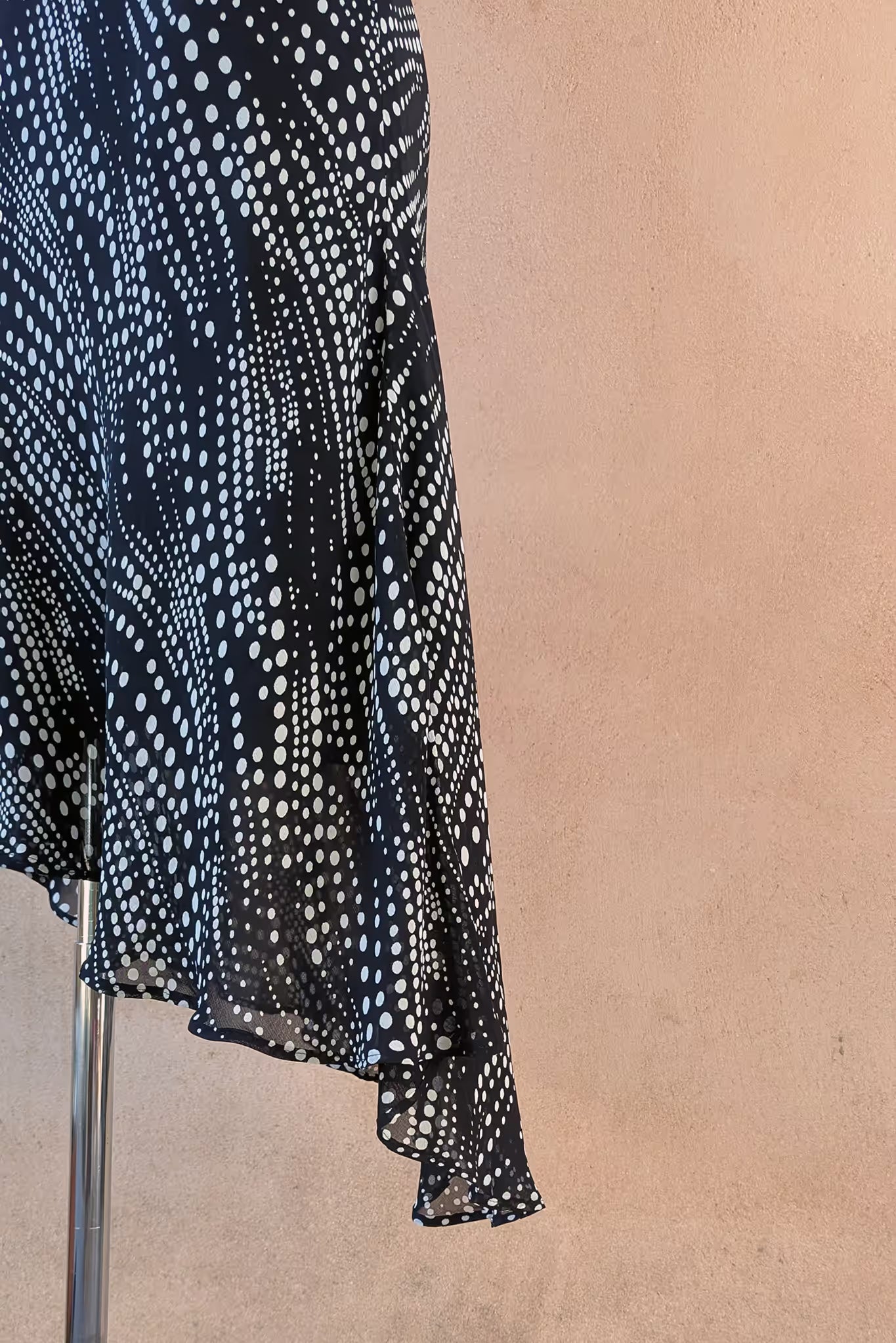 The Black Polka Dot Asymmetrical Slip Dress