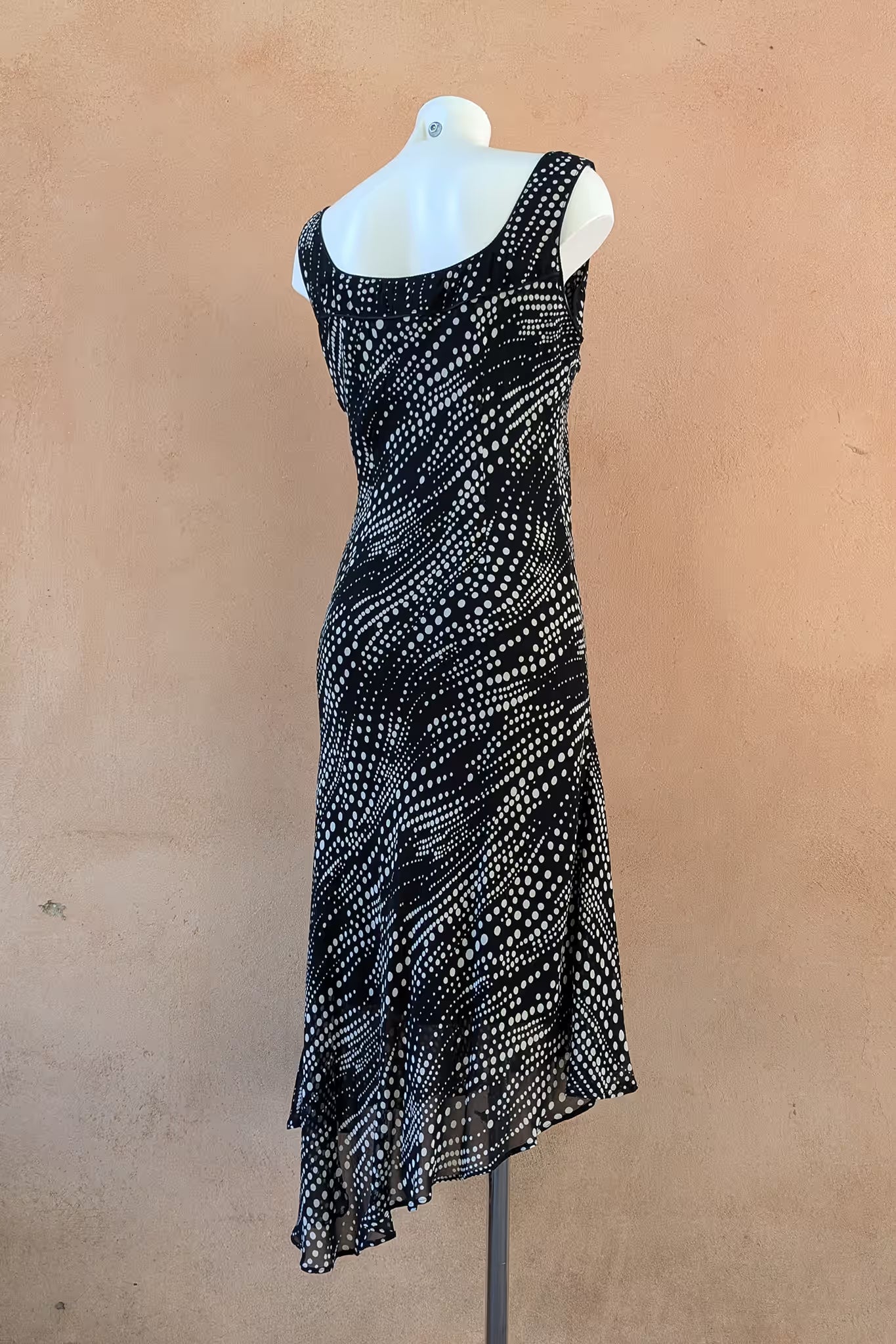 The Black Polka Dot Asymmetrical Slip Dress