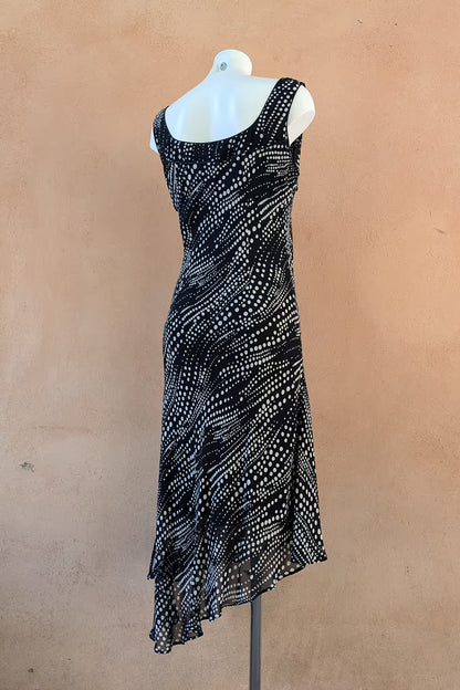 The Black Polka Dot Asymmetrical Slip Dress