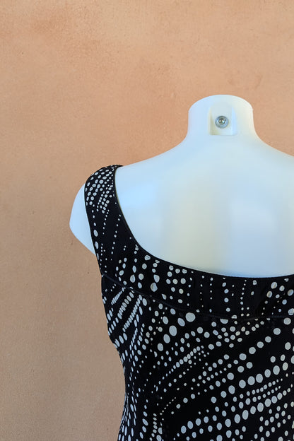 The Black Polka Dot Asymmetrical Slip Dress