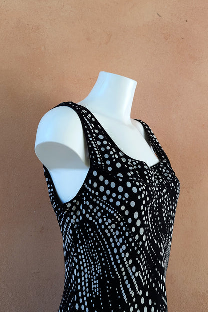 The Black Polka Dot Asymmetrical Slip Dress
