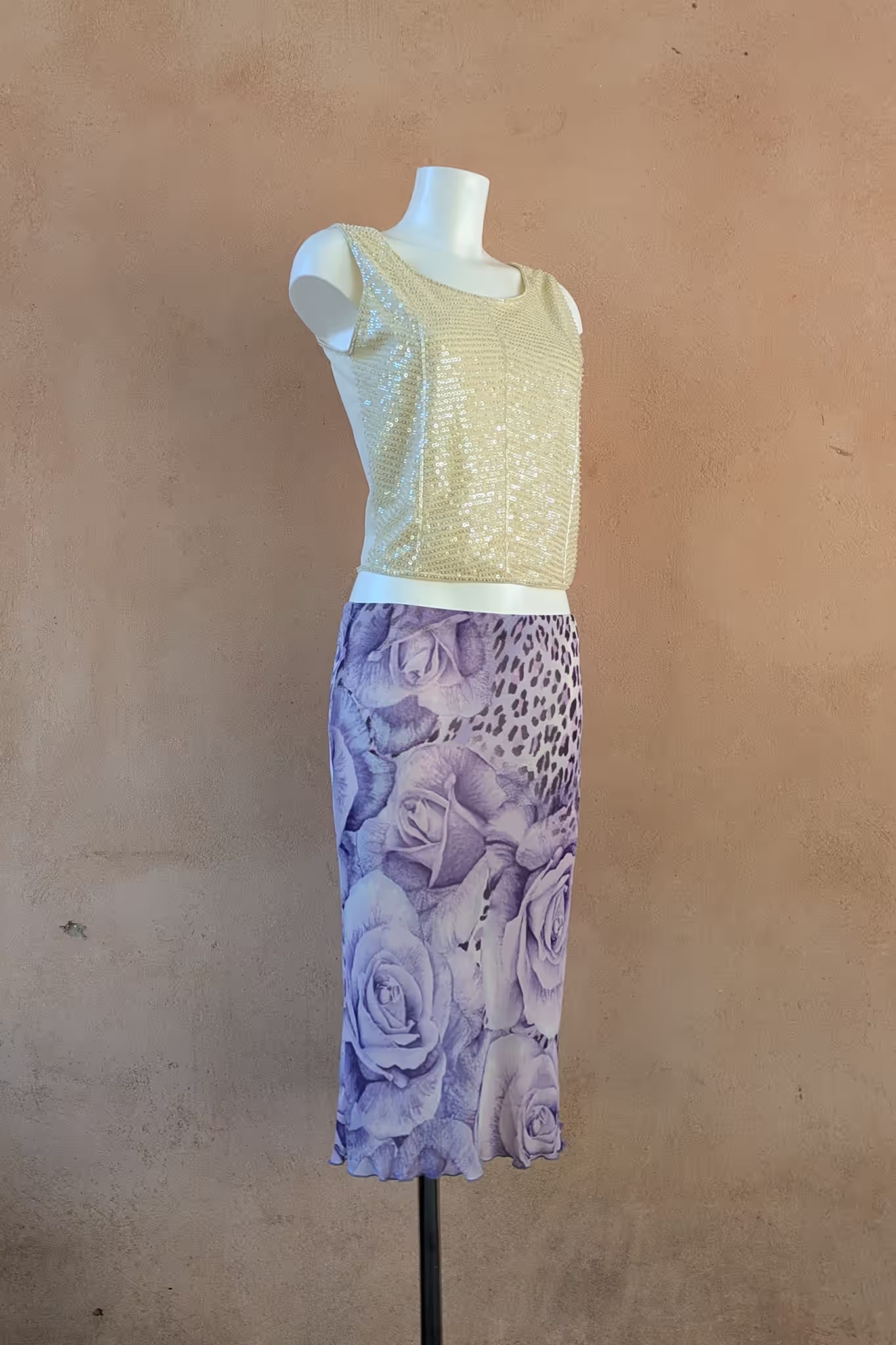 The Purple Leopard Rose Midi Skirt