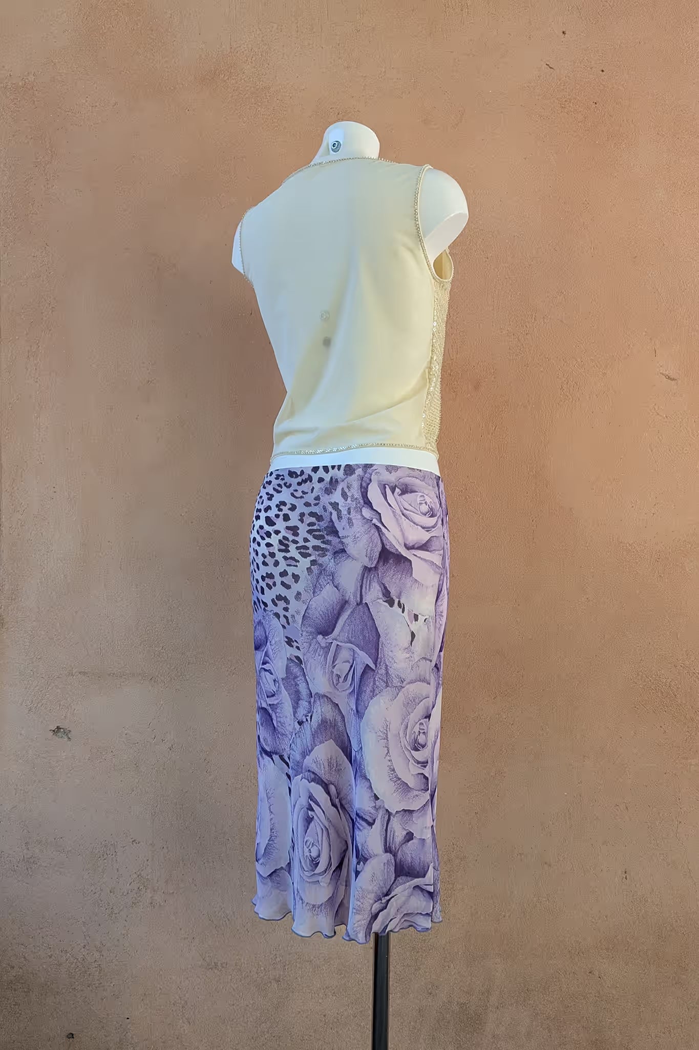 The Purple Leopard Rose Midi Skirt