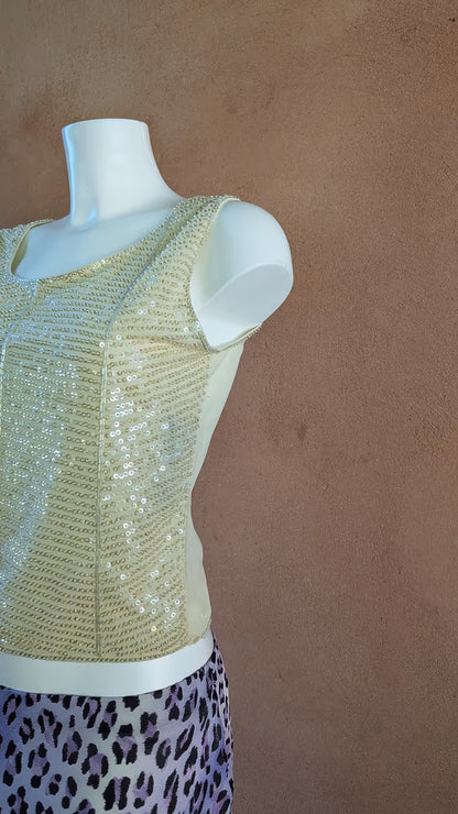The Ivory Beaded Mesh Top