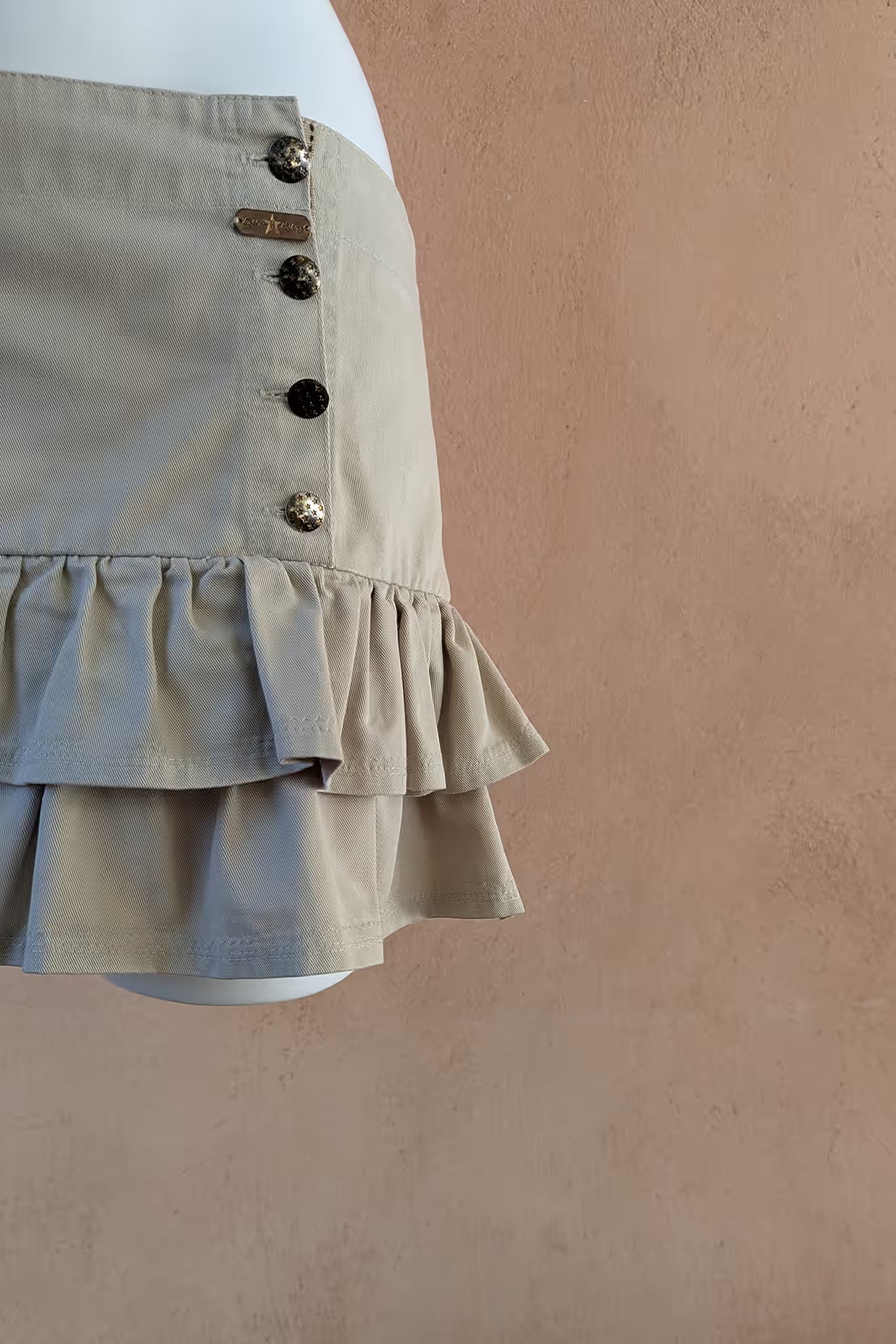 The Hollywood Milano Khaki Ruffle Mini Skirt