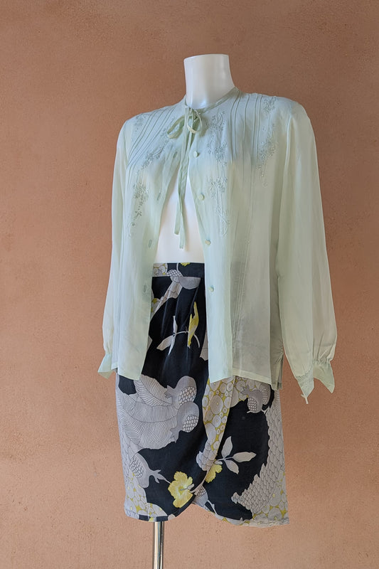 The 90s Mint Silk Blouse