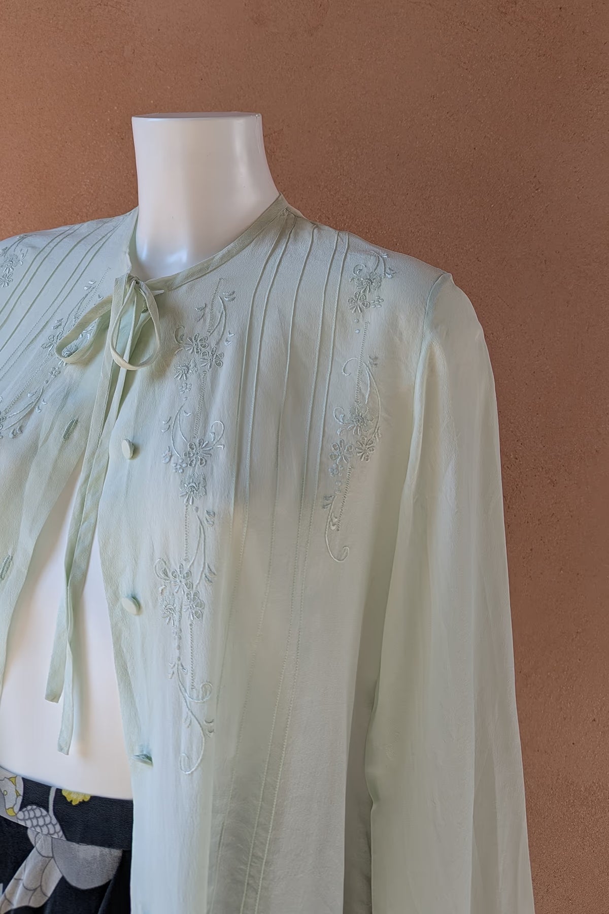 The 90s Mint Silk Blouse