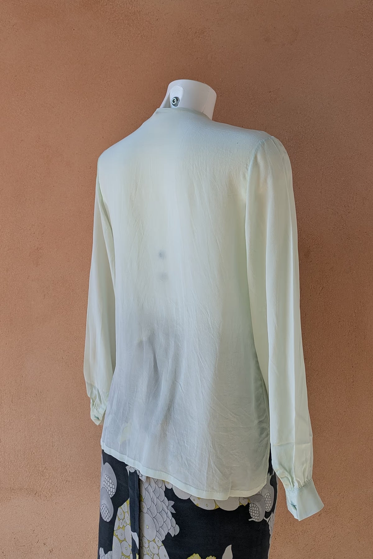 The 90s Mint Silk Blouse