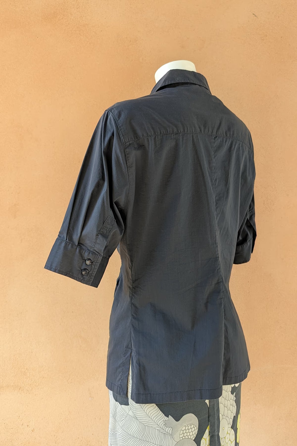 The Navy Waist Tie Y2K Cotton Shirt