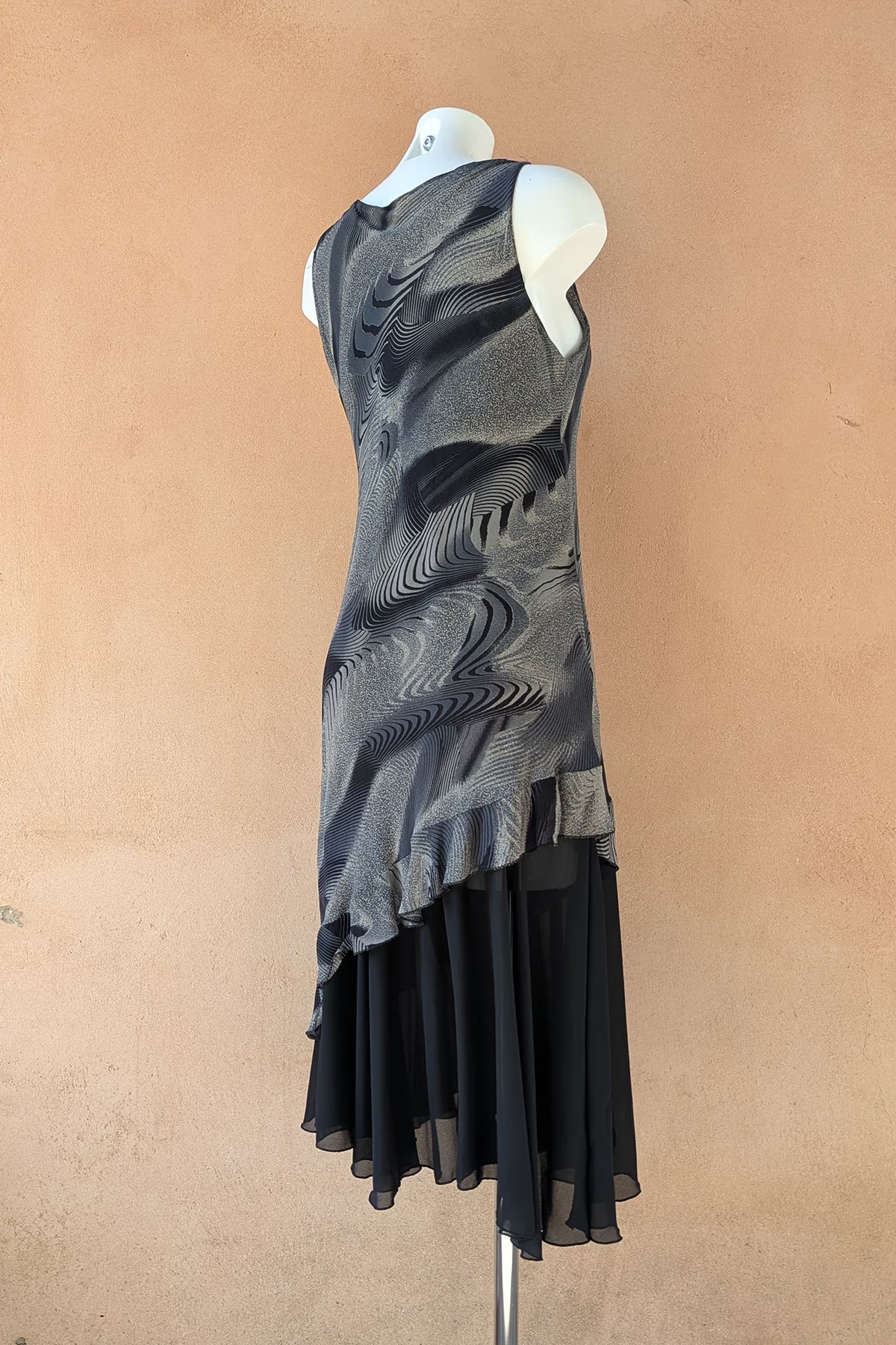 The Black & Gray Asymmetric Ruffle Dress