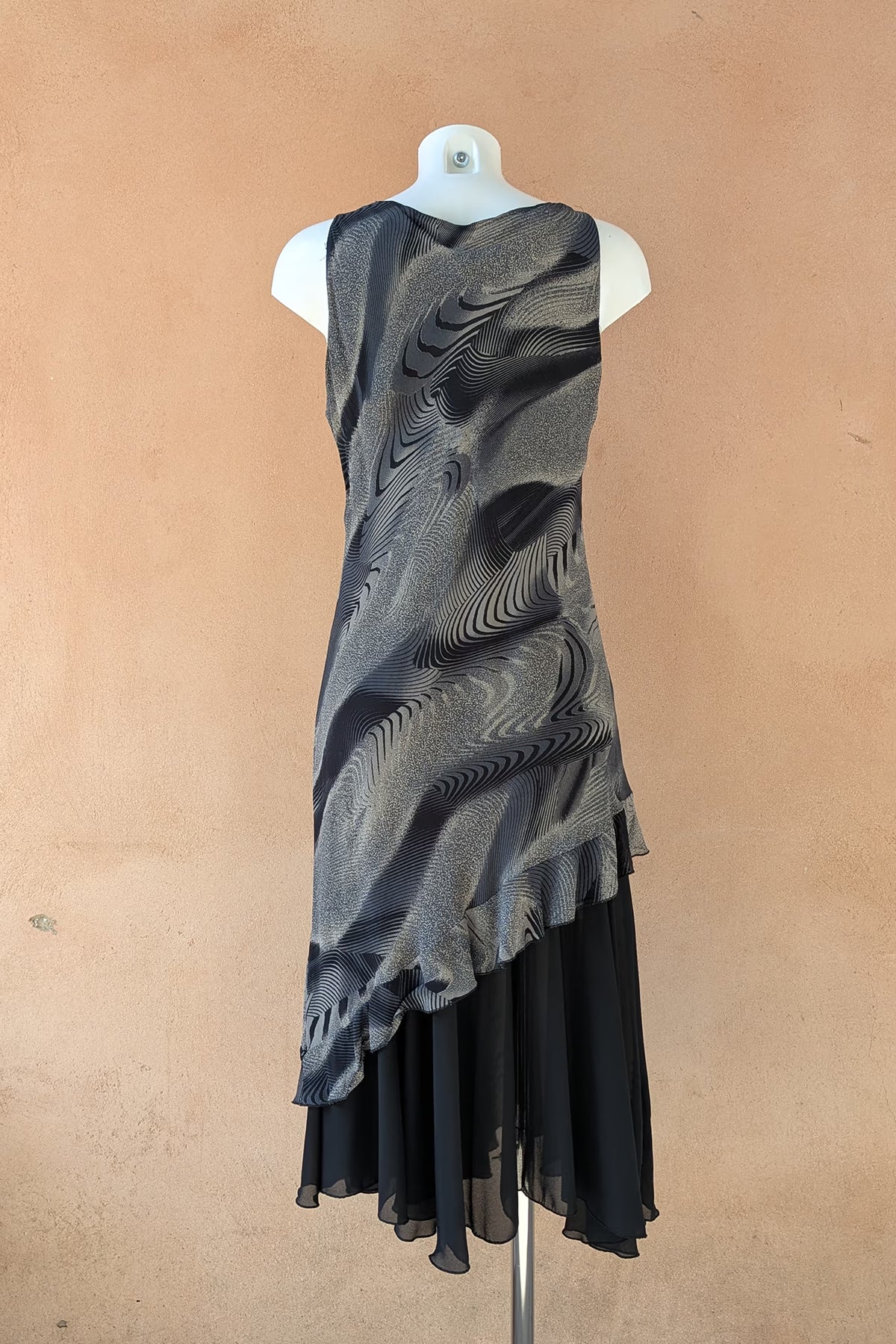 The Black & Gray Asymmetric Ruffle Dress