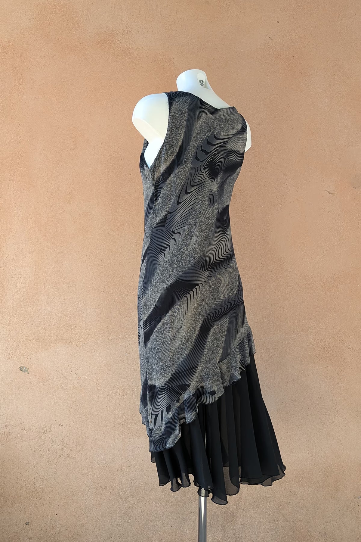 The Black & Gray Asymmetric Ruffle Dress
