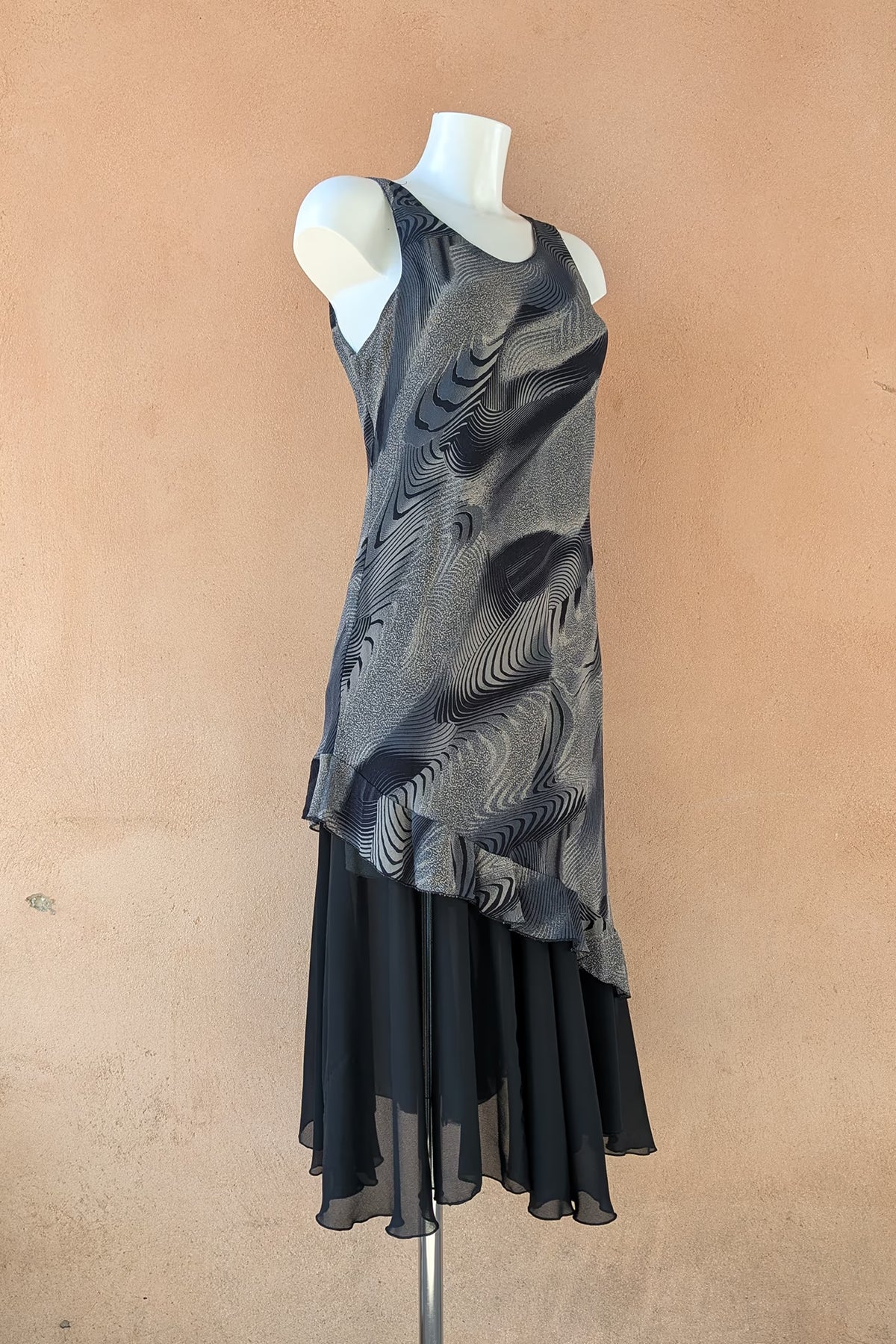 The Black & Gray Asymmetric Ruffle Dress