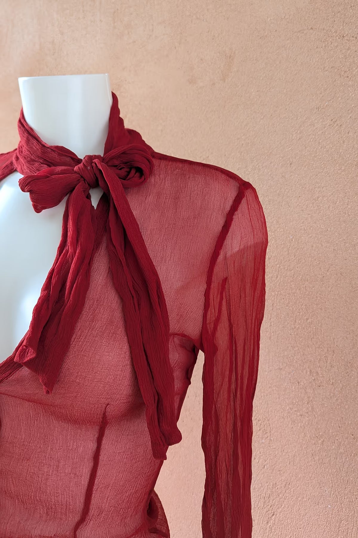 The Max & Co. Burgundy Silk Tie-Neck Blouse