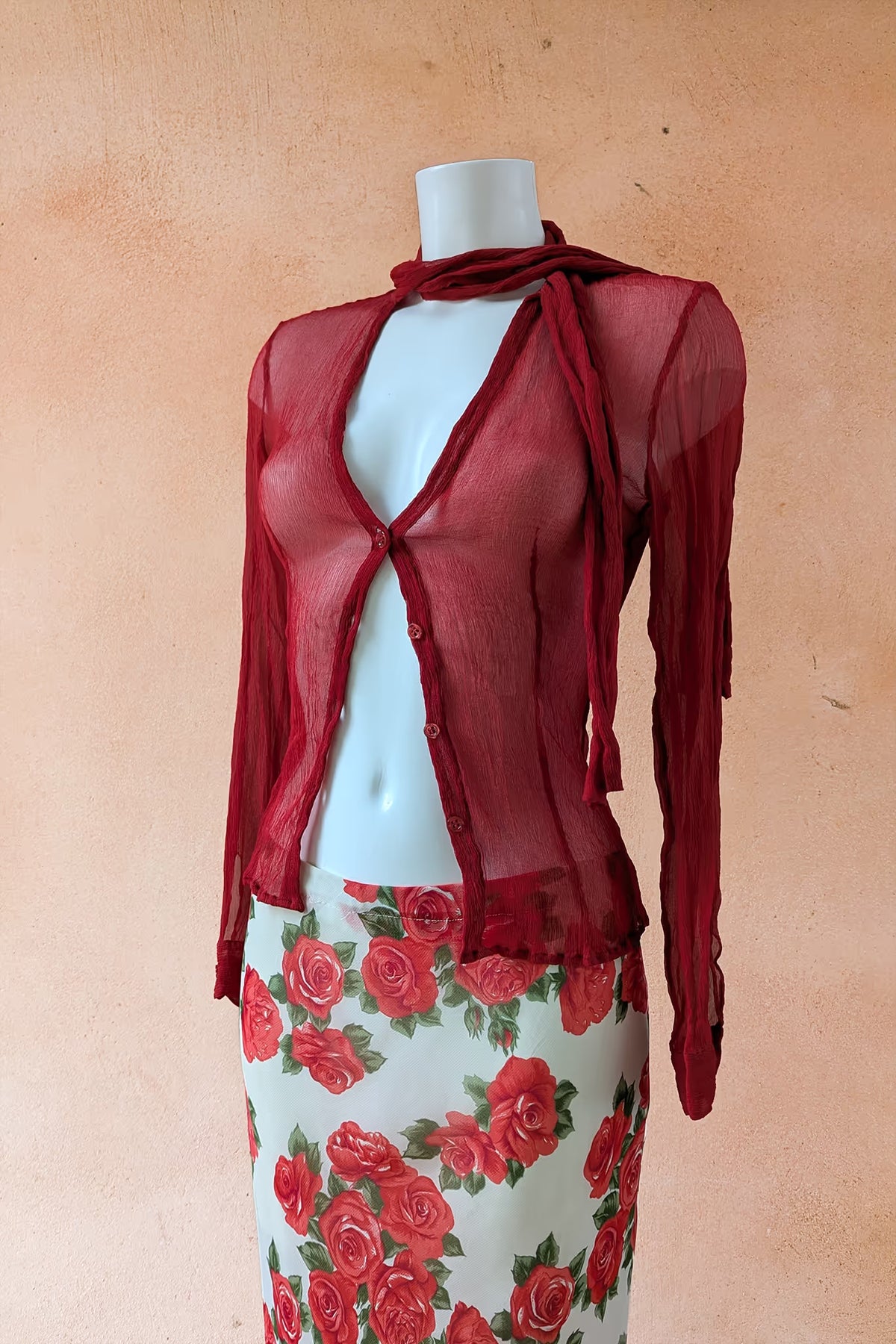 The Max & Co. Burgundy Silk Tie-Neck Blouse