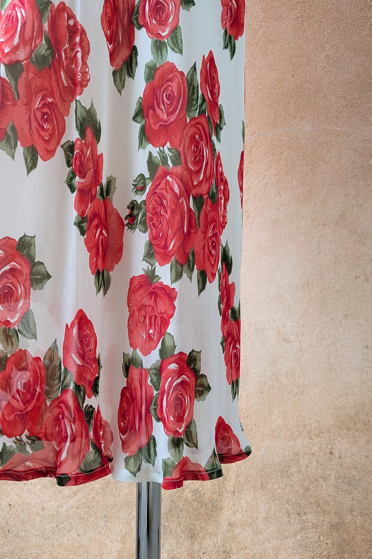 The Red Rose Print Viscose Maxi Skirt