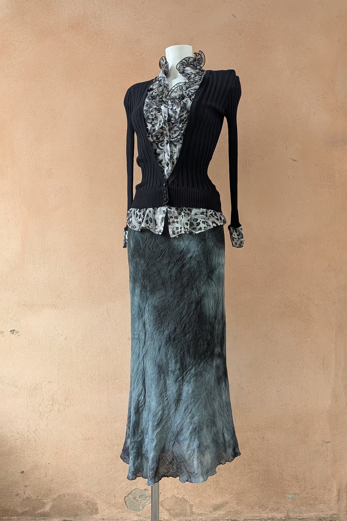 The Mottled Grey Linen Maxi Skirt