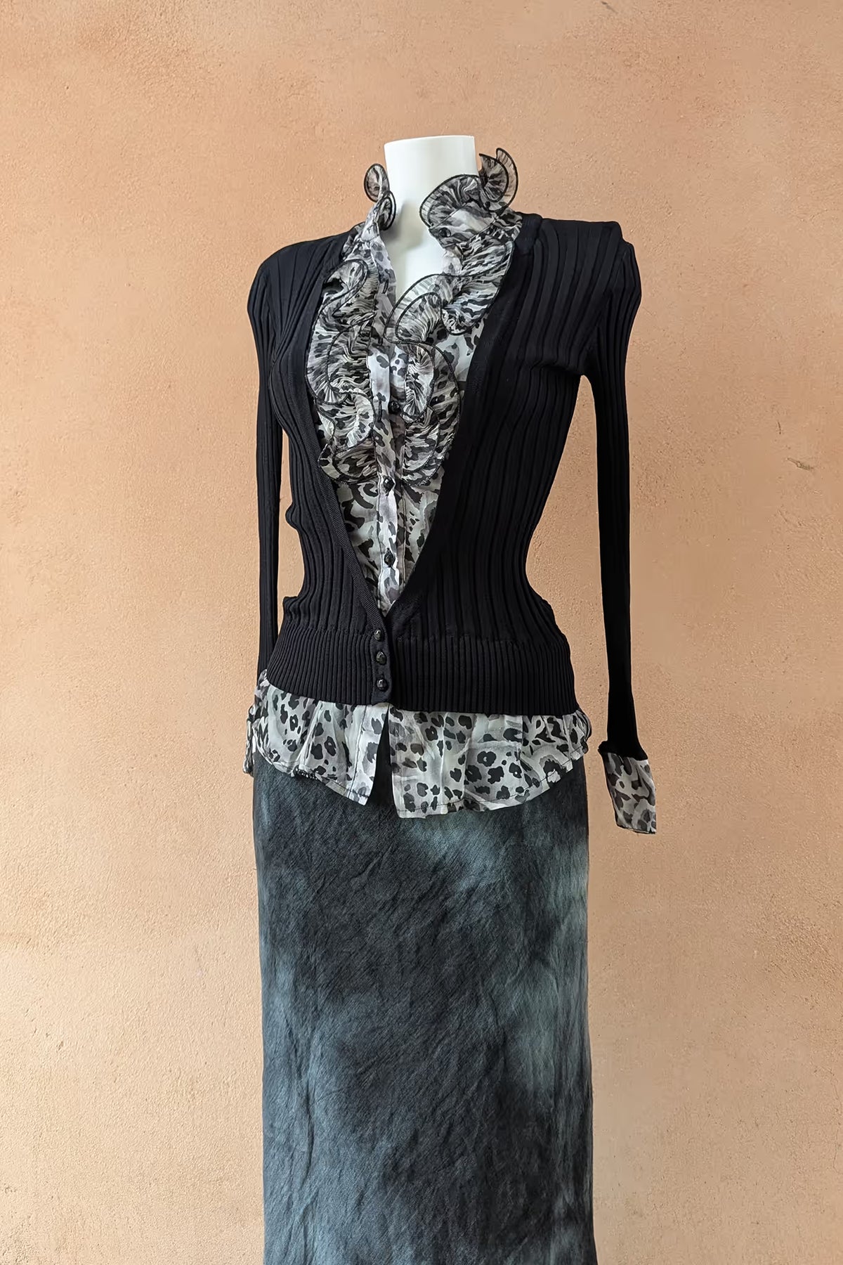 The Mottled Grey Linen Maxi Skirt