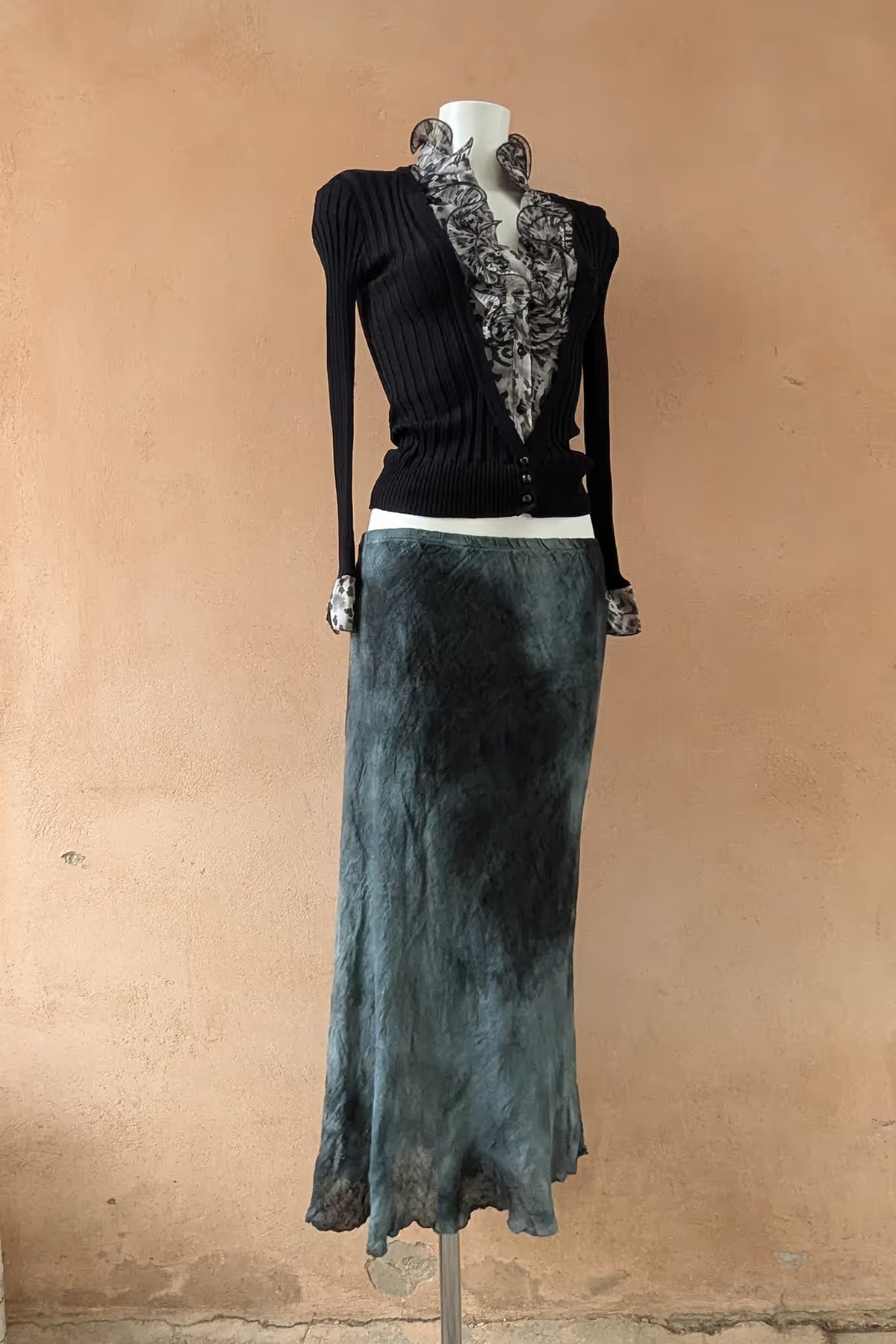 The Mottled Grey Linen Maxi Skirt