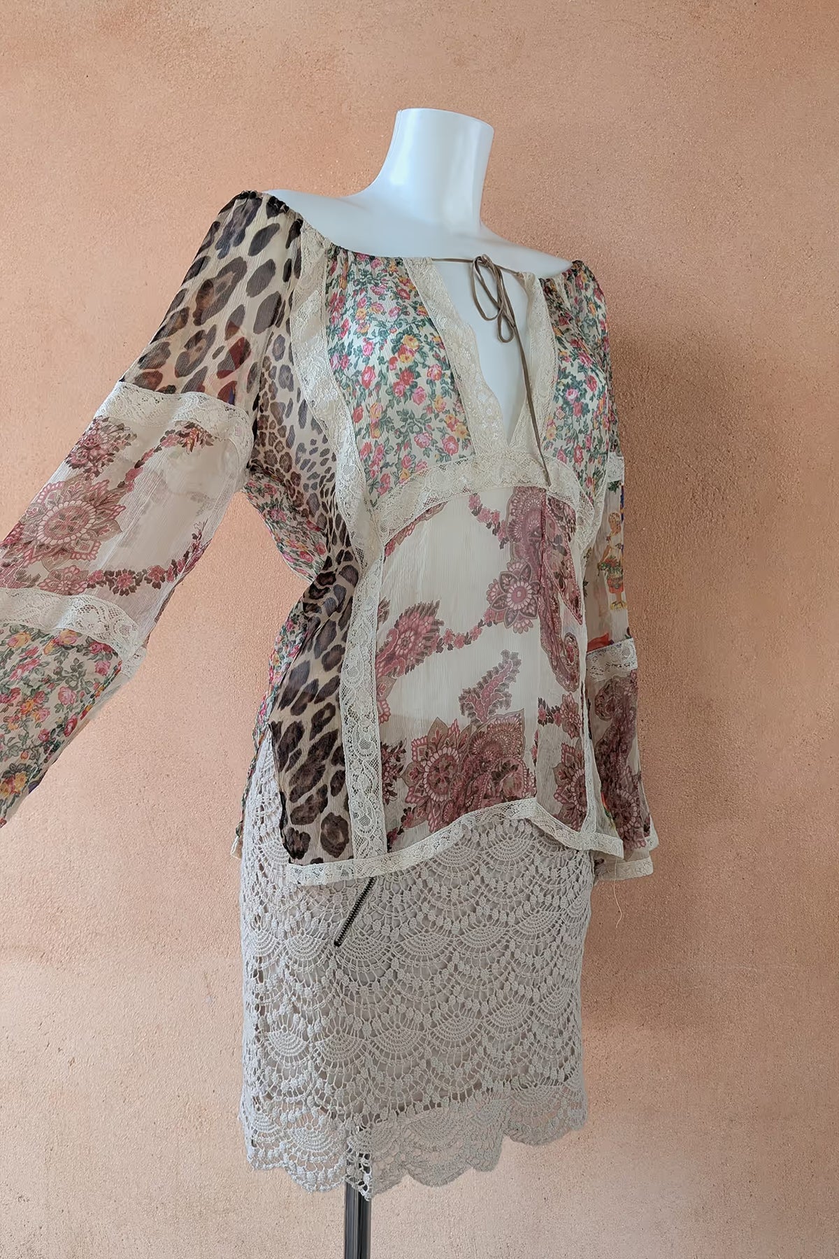 The Leopard Paisley Patchwork Silk Blouse