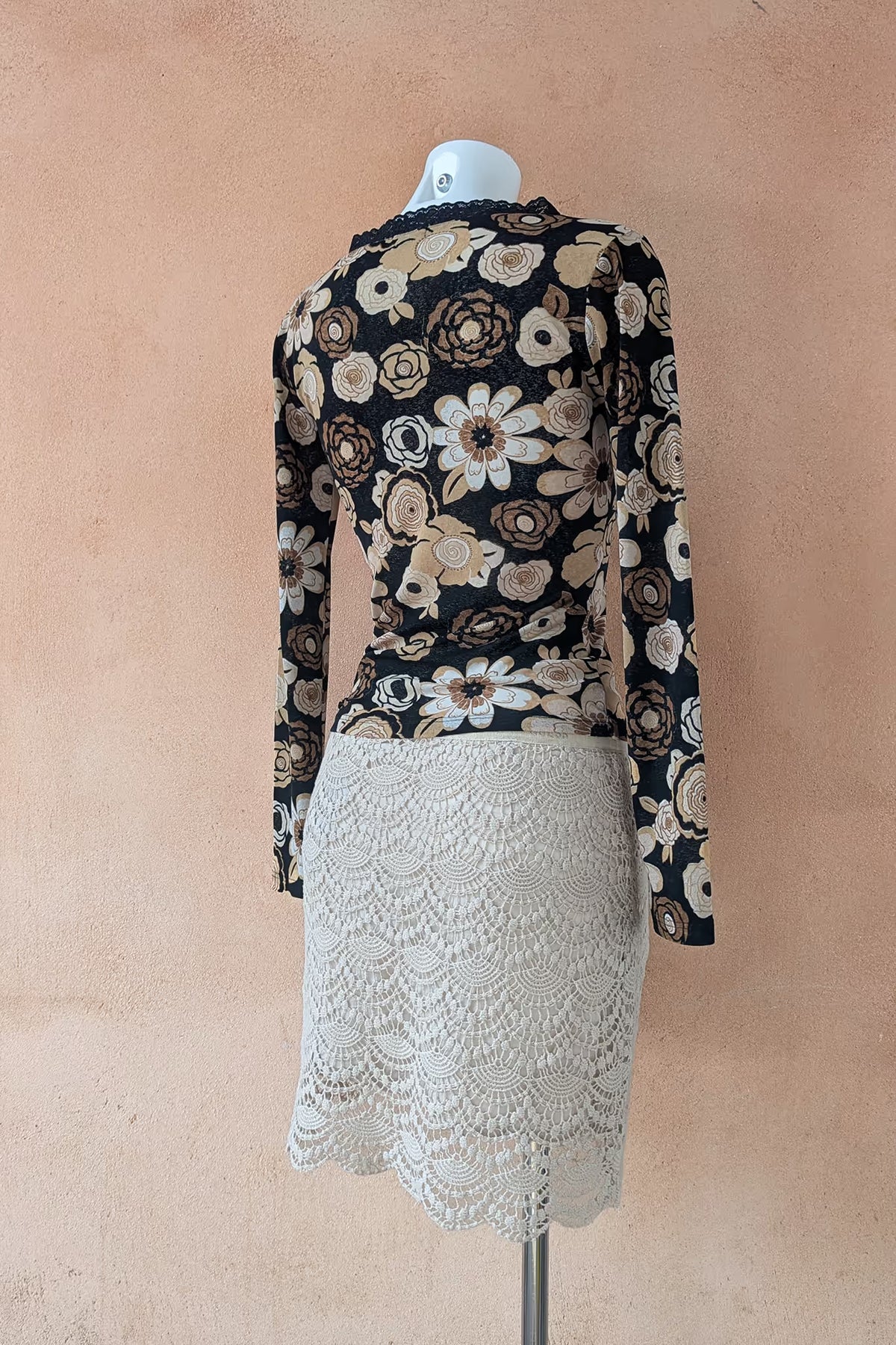 The Black Floral Lace Trim Top