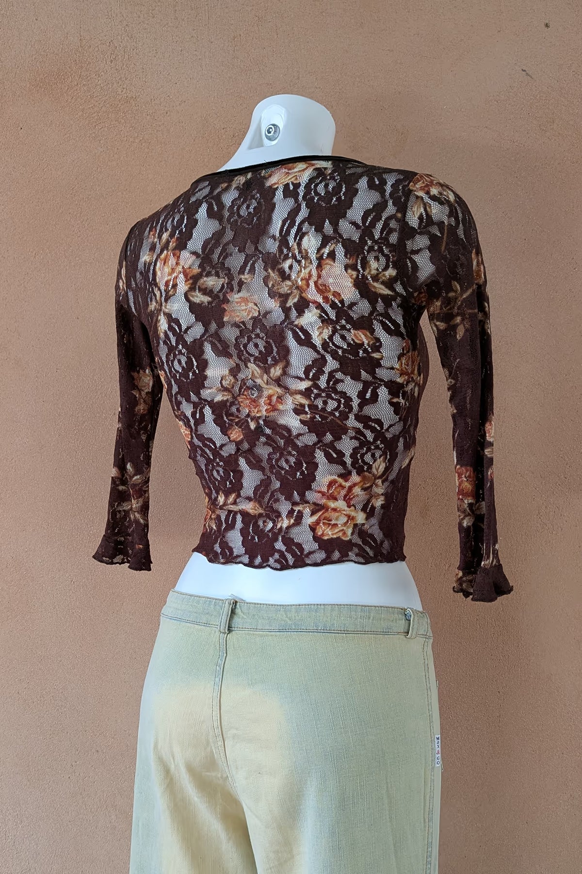 The Brown Floral Lace Crop Top