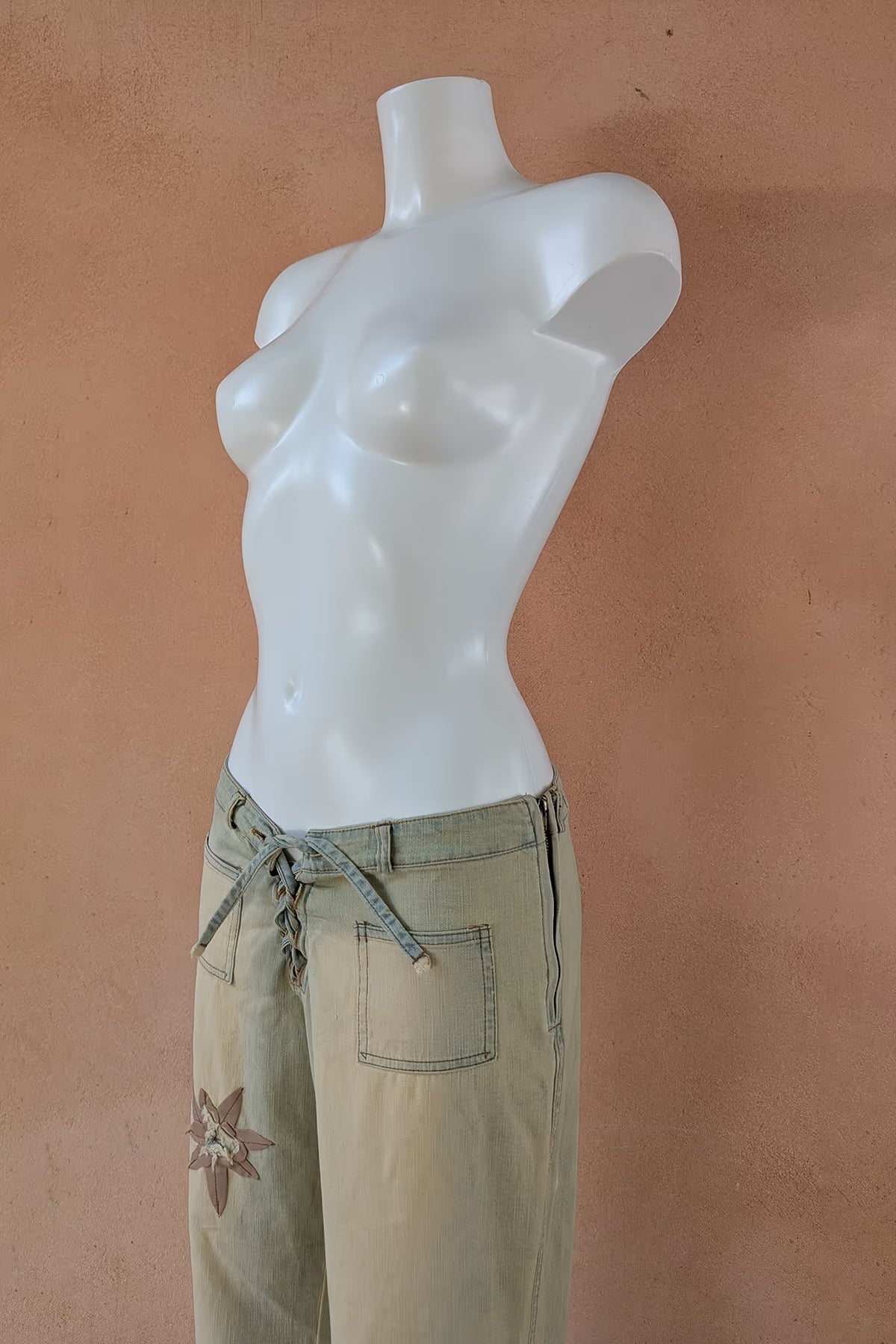 The Washed Lace-Up Flared Jeans