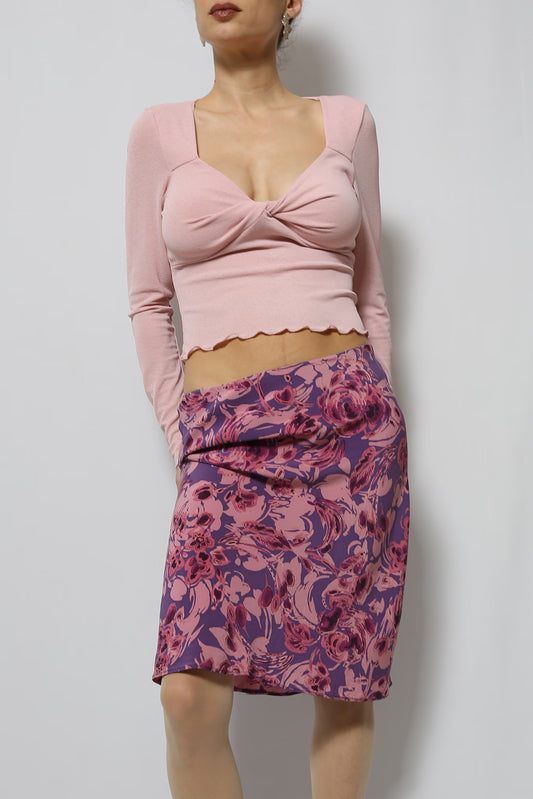 The Purple-Pink Silk Mini Skirt