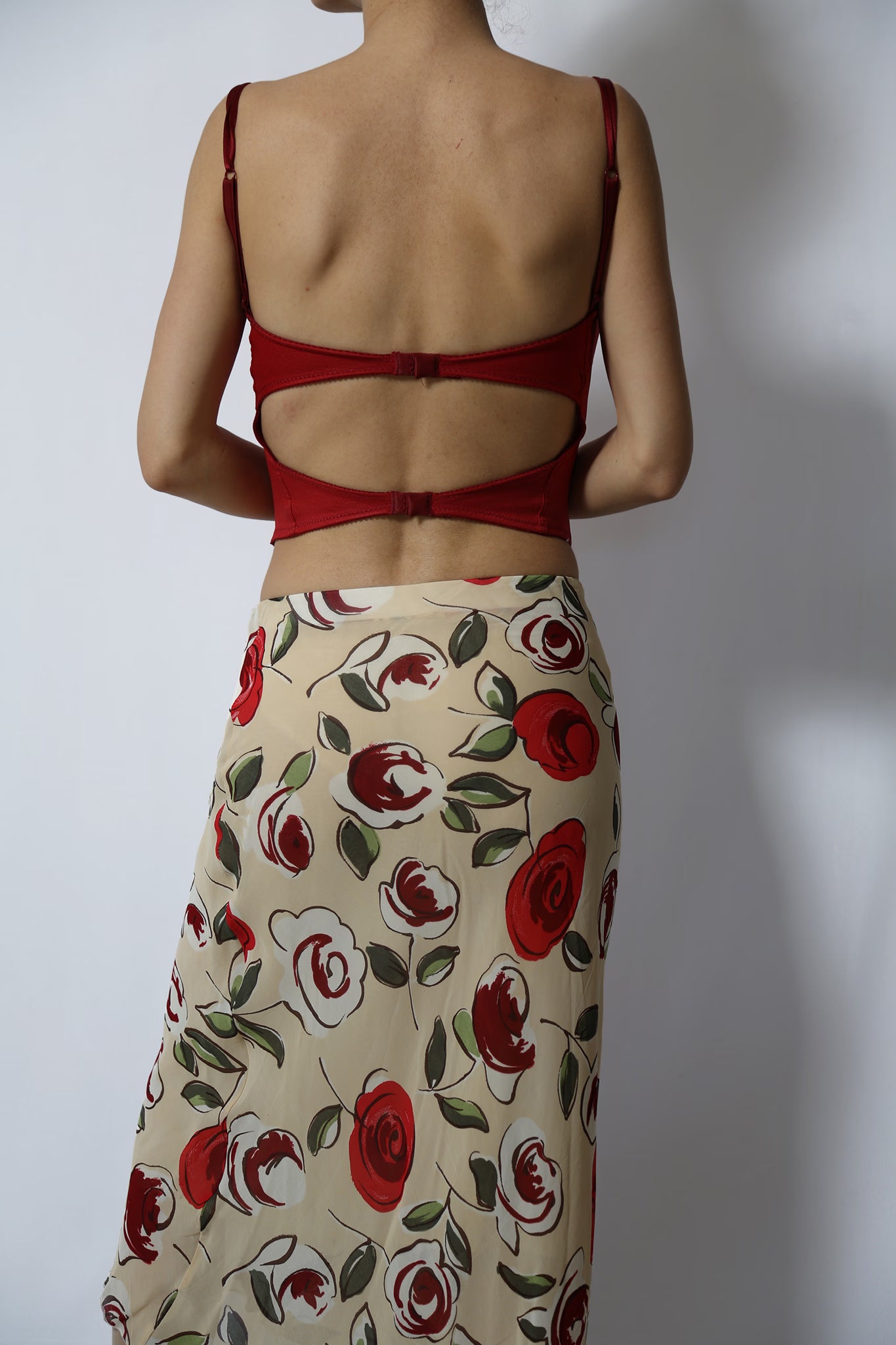 The 90s Red Leather-Like Corset