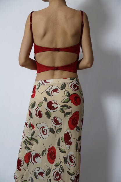 The 90s Red Leather-Like Corset