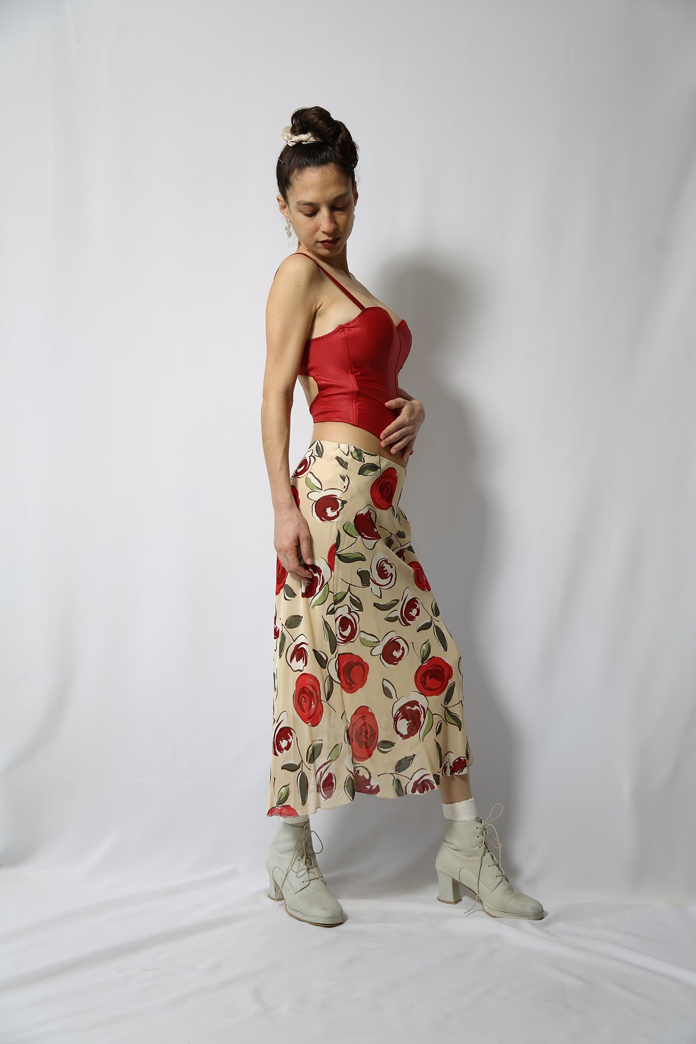 The 90s Red Leather-Like Corset