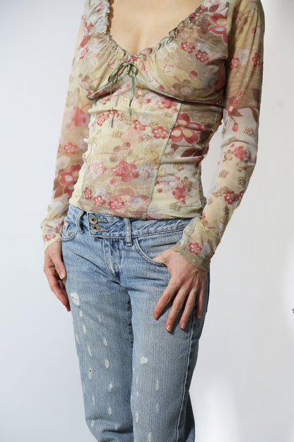 The Pastel Floral Mesh Top