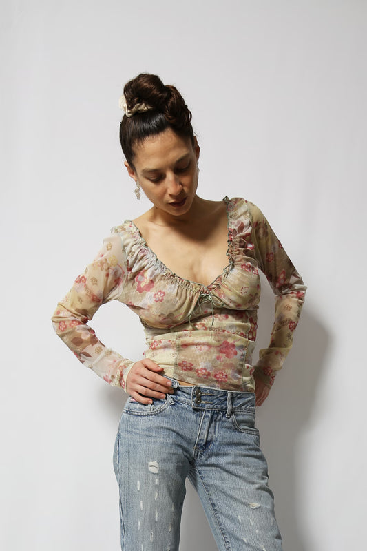 The Pastel Floral Mesh Top